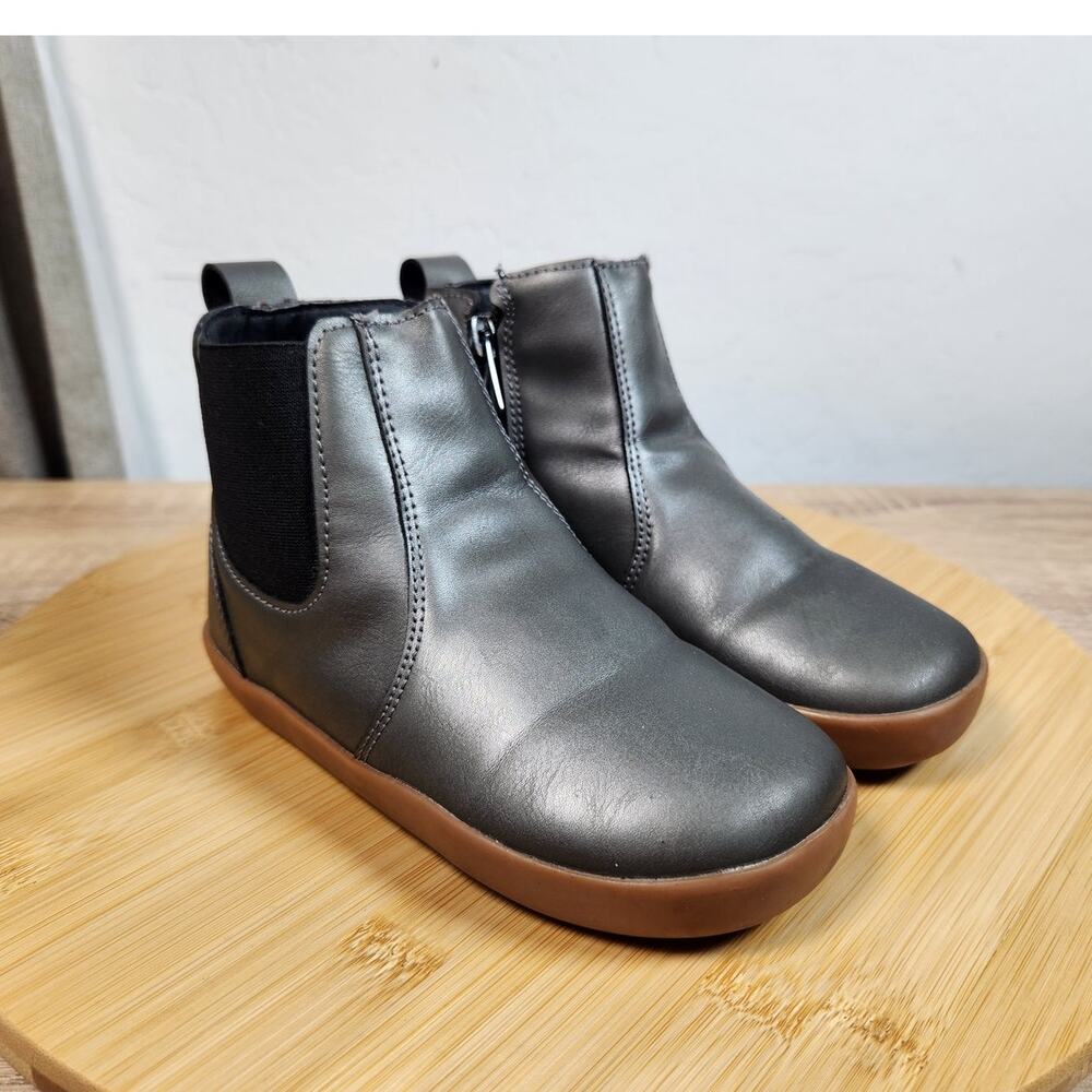 Ten Little Chelsea Boots Kids Toddler Size 11.5 Metallic Gray zip Slip On